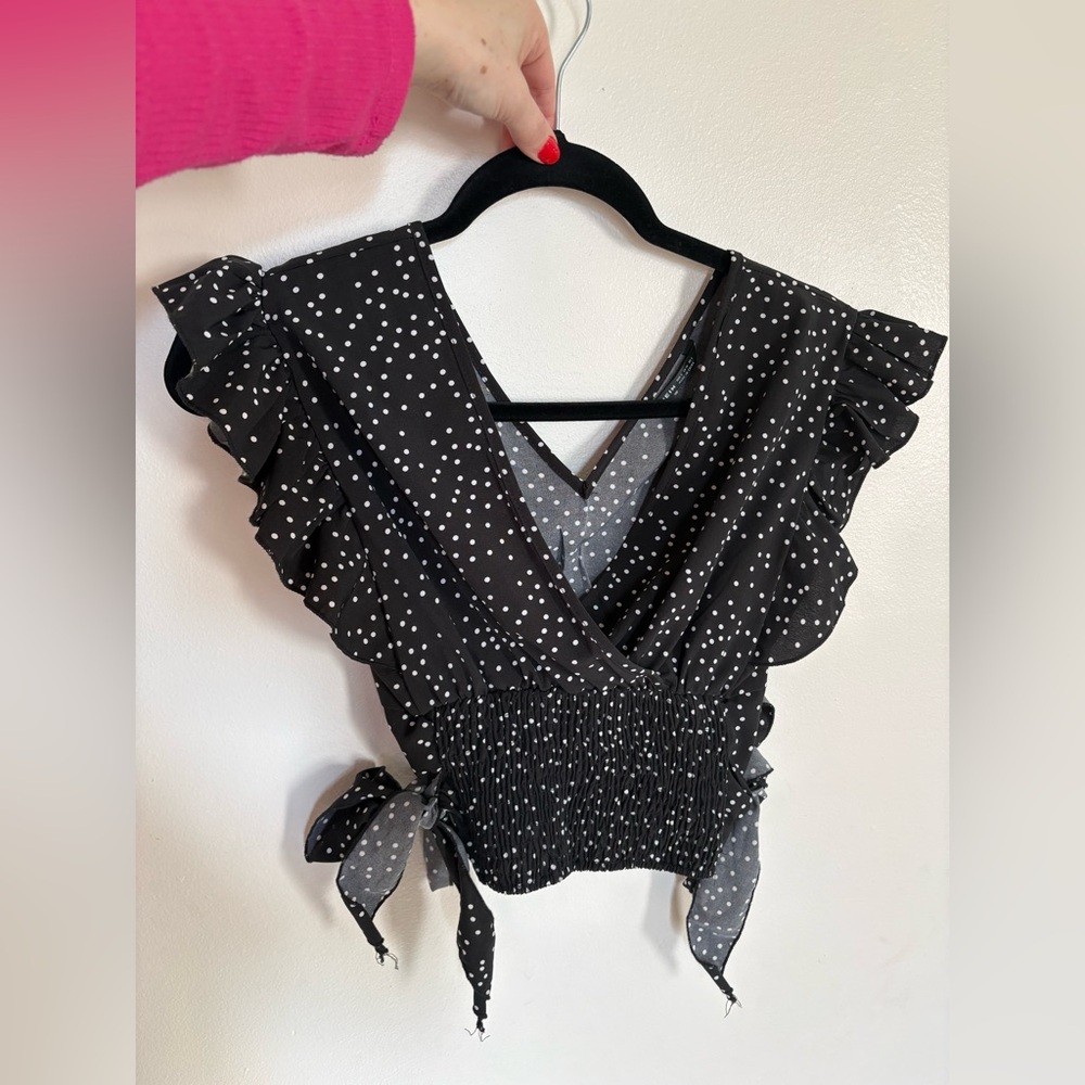 Black Polka Dot Women's Top